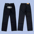 Corteiz Alcatraz Island Front Logo Heavyweight Denim Pants - Black