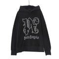 Palm Angels Gothic Letter Monogram Hoodie - Black/White
