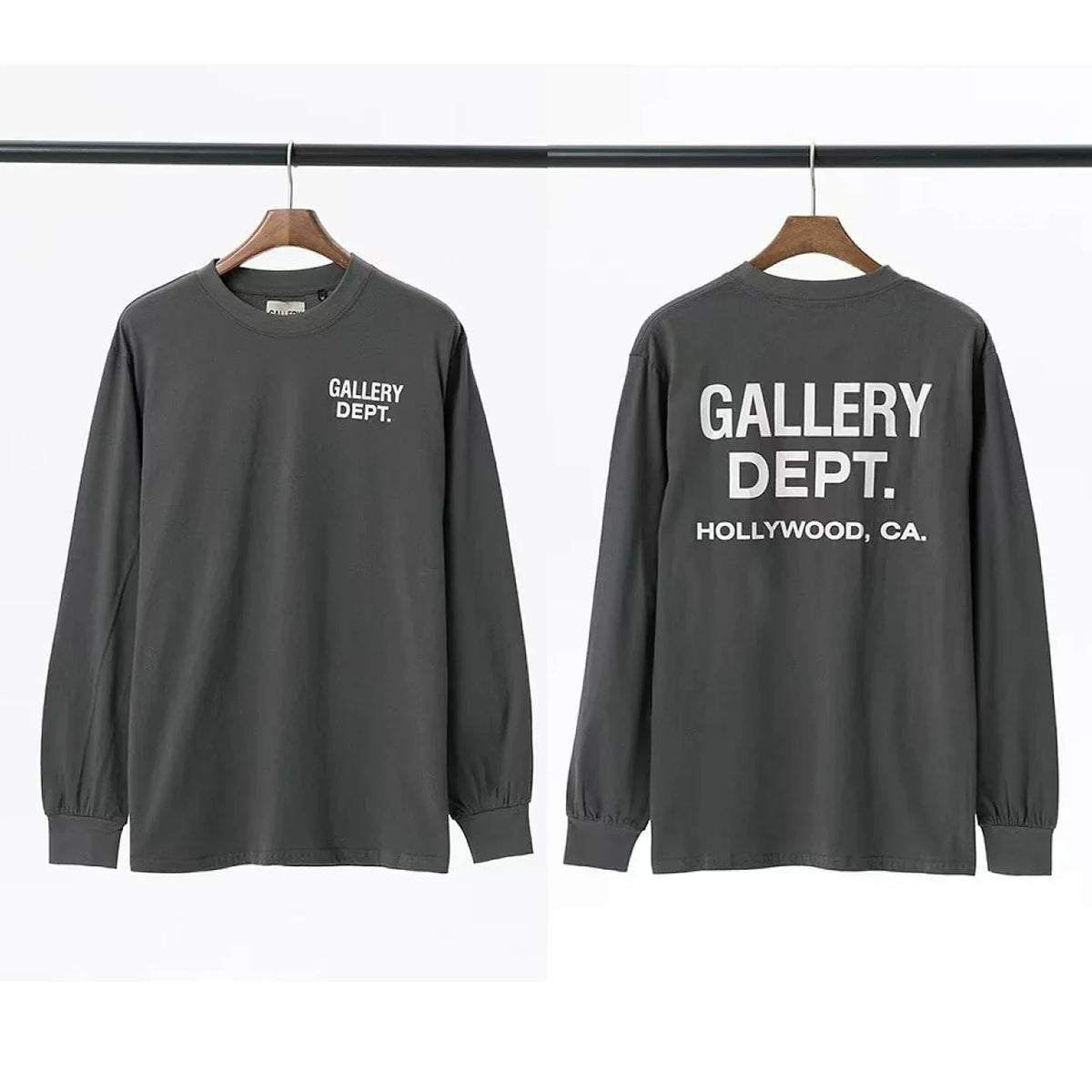 Gallery Dept. Hollywood Logo Long Sleeve T-Shirt - Charcoal Grey